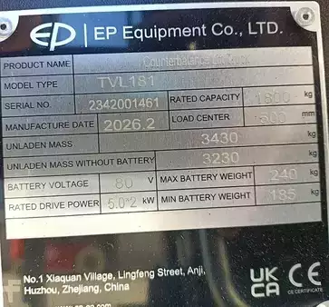 Elektrisk- 3 hjul 2026  EP Equipment TVL181 (4,8) (4)