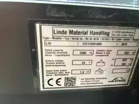 Stacker pedestre 2019  Linde L10 (5)