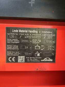 Ruční vysokozdvižný vozík 2017  Linde L20I-1173-01 (6)