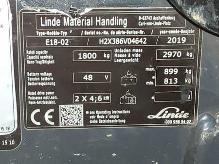 Carrelli elettrici 3 ruote 2019  Linde E18-386-02 (4)