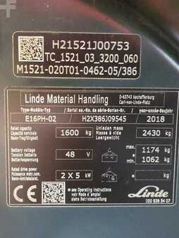 4-wiel elektrische heftrucks 2018  Linde E16PH-386-02 (6)