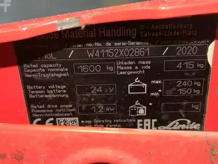 Transpalettes électriques 2020  Linde T16L-1152-02 (6)