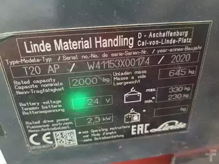 Beállós targonca 2020  Linde T20AP-1153-00 (6)