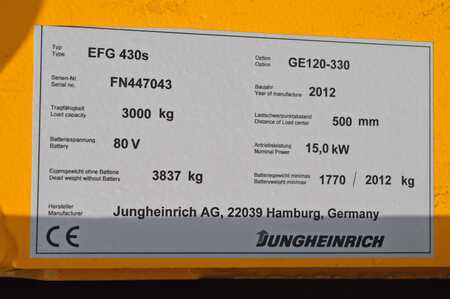Elektryczne 4-kołowe 2012  Jungheinrich EFG 430s Batterie Bj. 2019 (15)