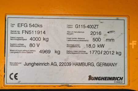 Elektro čtyřkolový VZV 2016  Jungheinrich EFG 540 Batterie Bj2021 (12)