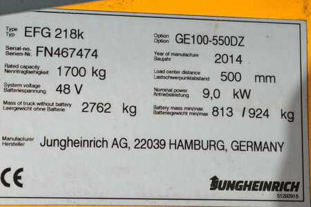 Elettrico 3 ruote 2014  Jungheinrich EFG 218k Batterie NEU (15) 