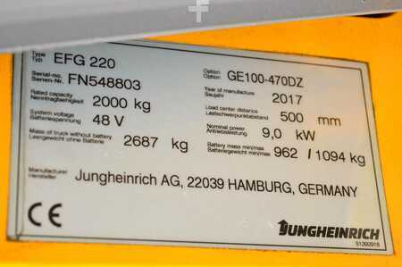 Chariot 3 roues électrique 2017  Jungheinrich EFG 220 Batterie Bj2020 (15)