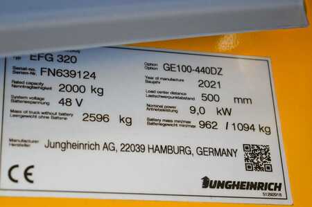 4-wiel elektrische heftrucks 2021  Jungheinrich EFG 320 (15)