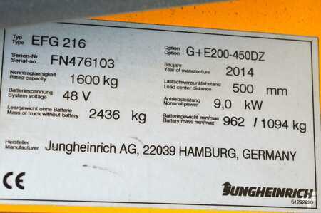 El truck - 3 hjulet 2014  Jungheinrich EFG 216 (15)