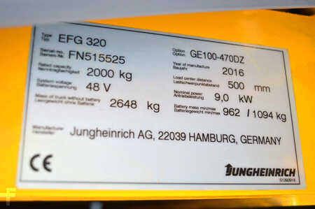 Elektro čtyřkolový VZV 2016  Jungheinrich EFG 320 Batterie Bj. 2020 (15)