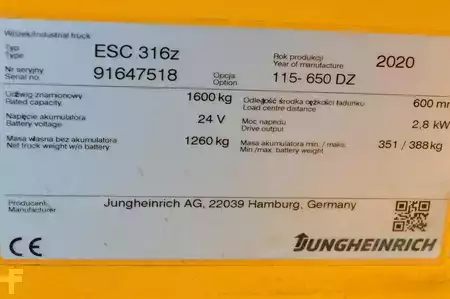 Magasemelésű béka ülés 2020  Jungheinrich ESC 316z (11)