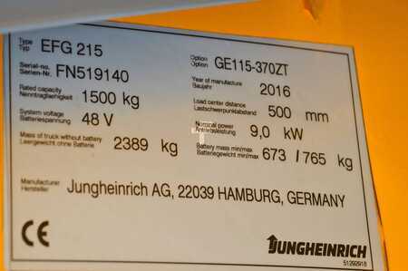 Elektro 3 Rad 2016  Jungheinrich EFG 215 Batterie Bj. 2022 (14)