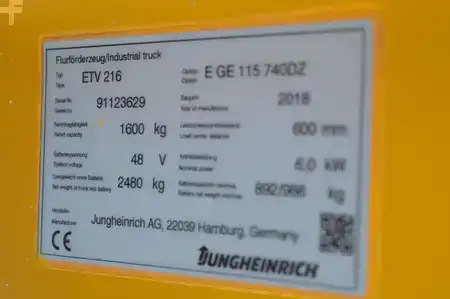 Chariots à mât rétractable 2018  Jungheinrich ETV 216  Batterie Bj2023  93% (13)