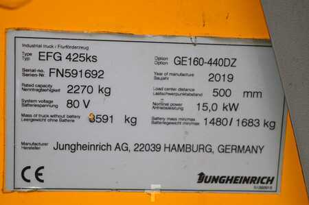 Carrelli elettrici 4 ruote 2019  Jungheinrich EFG 425ks Batterie Bj2023 (15)