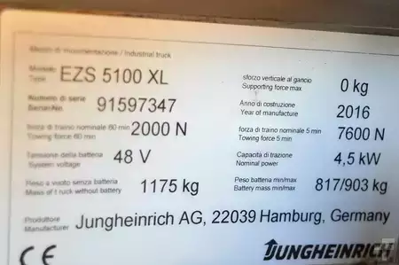 Tractor de arrastre 2016  Jungheinrich EZS 5100XL (13)