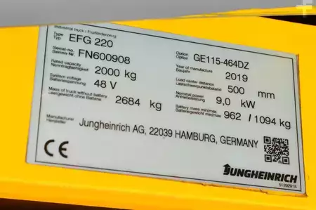 3-wiel elektrische heftrucks 2019  Jungheinrich EFG 220 (15)