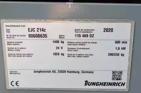 Ruční vysokozdvižný vozík 2020  Jungheinrich EJC 214z (15)