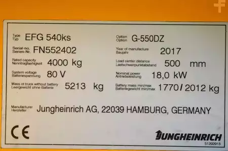 Elektryczne 4-kołowe 2017  Jungheinrich EFG 540ks (15)