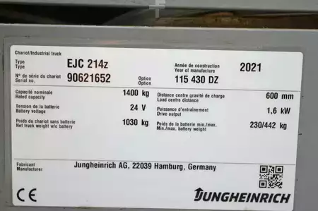 Hochhubwagen 2021  Jungheinrich EJC 214z (13)