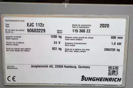 Hochhubwagen 2020  Jungheinrich EJC 112z (13)