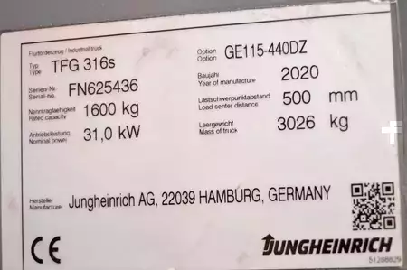 Wózki gazowe 2020  Jungheinrich TFG 316s (15)