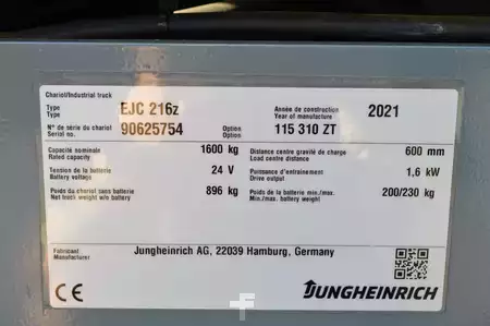 Wózek wysokiego podnoszenia 2021  Jungheinrich EJC 216z (14)