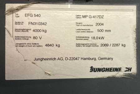 4-wiel elektrische heftrucks 2004  Jungheinrich EFG 540 (4)