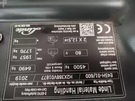 4-wiel elektrische heftrucks 2019  Linde E45H-01/600-388 (6)