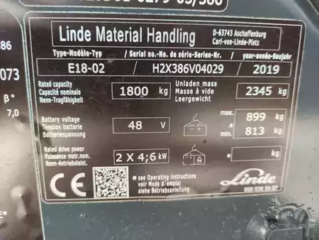 El Truck - 3-hjul 2019  Linde E18-02/386 EVO (7)