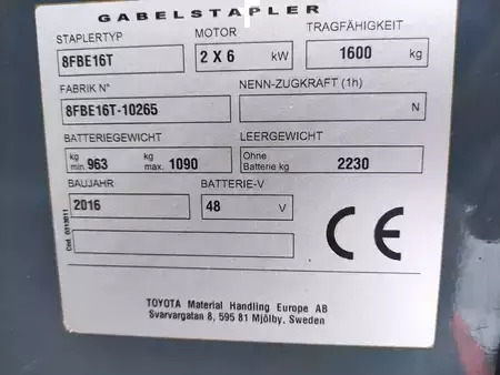 Elektro tříkolové VZV 2016  Toyota 8FBET16 (6)