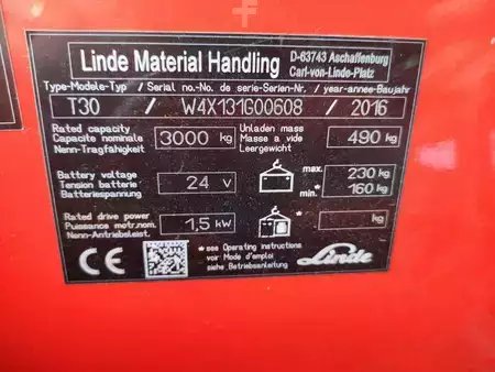 Elektrische palletwagens 2016  Linde T30 (5)