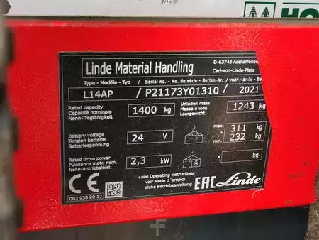 Apilador eléctrico 2021  Linde L14 APi -1173 (5)