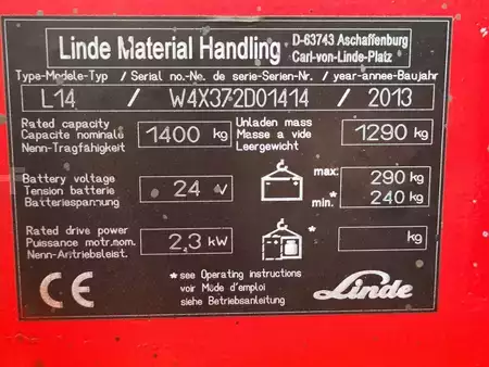 Apilador eléctrico 2013  Linde L14 - 372 (5)