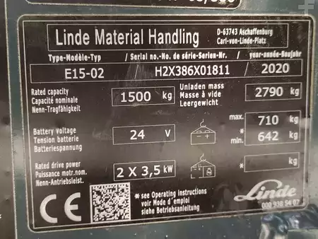 Elektro tříkolové VZV 2020  Linde E15-02 / 386 (7)
