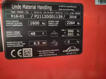Tolóoszlopos targonca 2016  Linde R16-01/1120 (6)