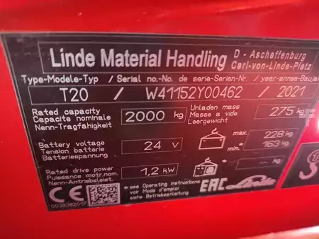 Elektromos raklapemelő 2021  Linde T20/1152  Lack neu (5)
