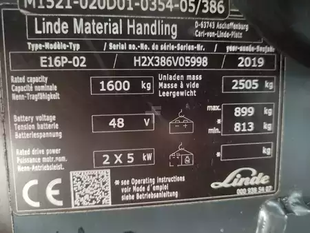 Elektromos 4 kerekű 2019  Linde E16P-02/386 EVO (7)