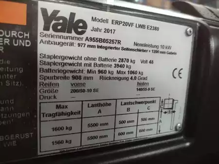 Elektromos 4 kerekű 2017  Yale ERP20VF LWB E2380 (6)