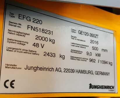 Sähkö - 3 pyör 2016  Jungheinrich EFG220 (9) 