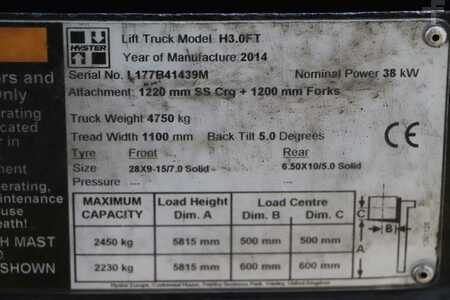 Gas gaffeltruck 2014  Hyster H3.0FT (4)