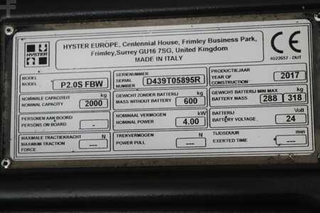 Lavtløftende truck 2017  Hyster P2.0S (4)