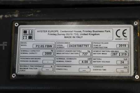 Lavtløftende truck 2019  Hyster P2.0S (4)
