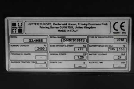 Nízkozdvižný vozík 2018  Hyster S2.4HBE (4)