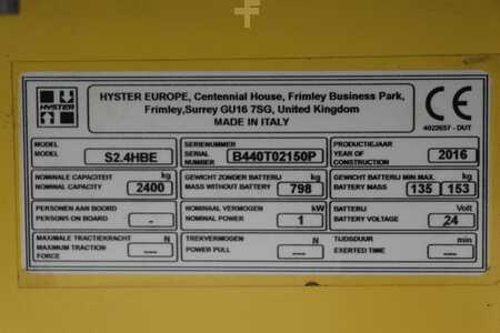 Nízkozdvižný vozík 2016  Hyster S2.4HBE (4)