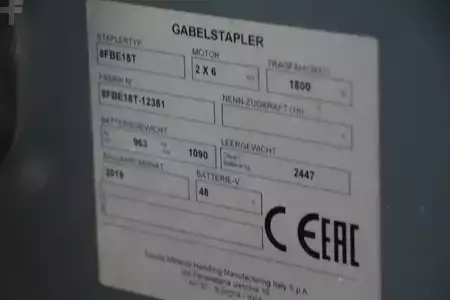 Chariots électriques à 3 roues 2019  Toyota 8FBE18T (4)