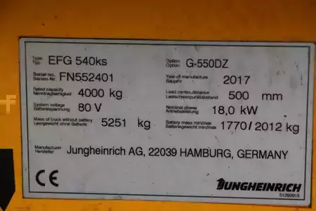 Chariots électriques à 4 roues 2017  Jungheinrich EFG 540ks (2)