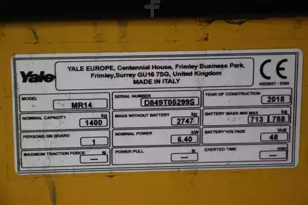 Tolóoszlopos targonca 2018  Yale MR14 (4)