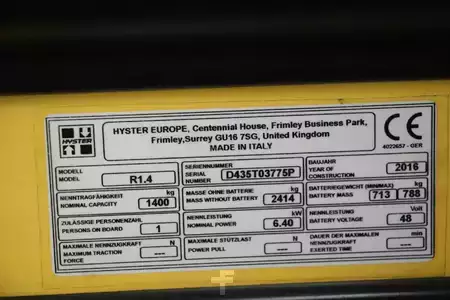 Chariots à mât rétractable 2016  Hyster R1.4 (4)