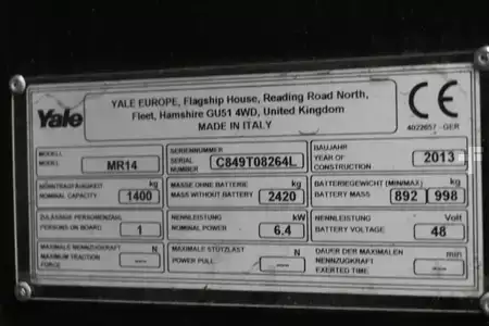 Tolóoszlopos targonca 2013  Yale MR14 (4)