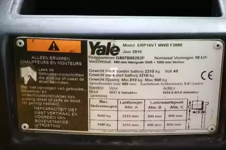 Eléctrica de 3 ruedas 2016  Yale ERP16VT (4)